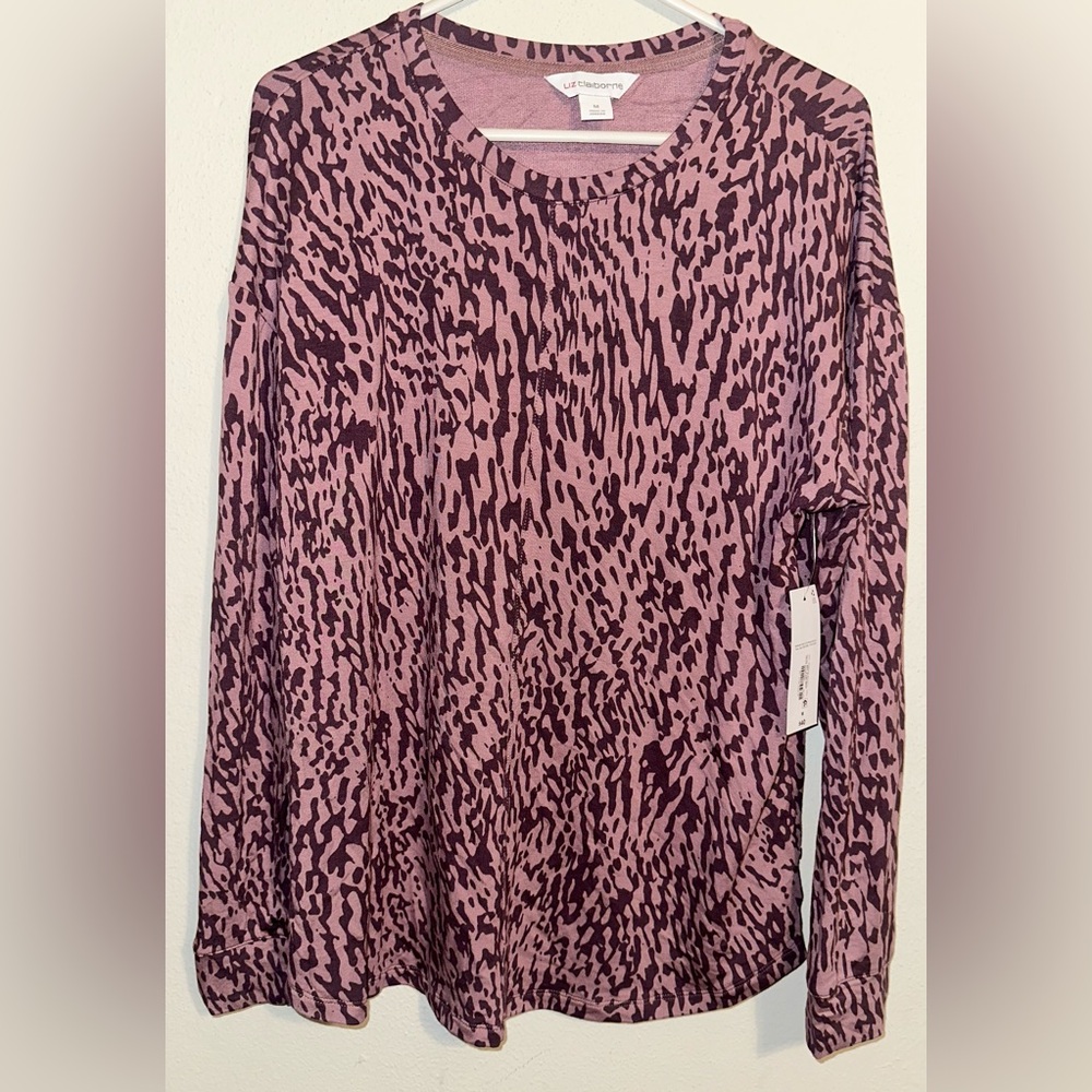 Liz Claiborne Pink and Purple Long Sleeve Top NWT